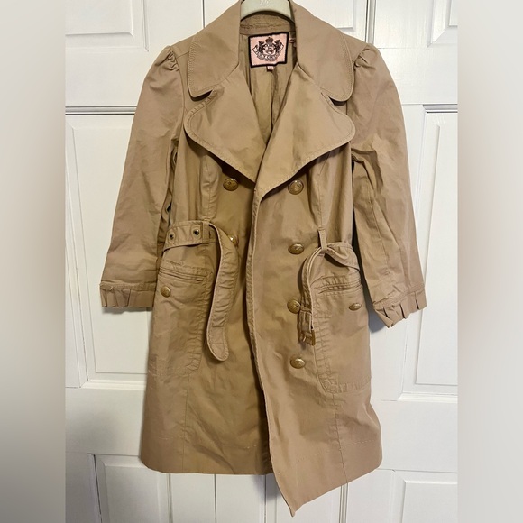 Juicy Couture Double Breasted Trench Coat Size Medium - Picture 8 of 8